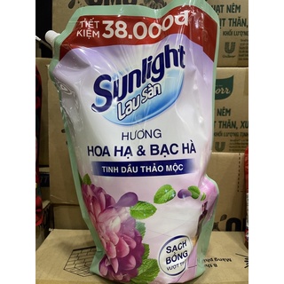 Lau sàn túi  Sunlight tinh dầu hương hoa hạ và bạc hà 3kg6