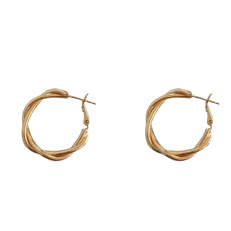 Bông tai kim loại thiết kế đơn giản phong cách retro Hàn Quốc 2023