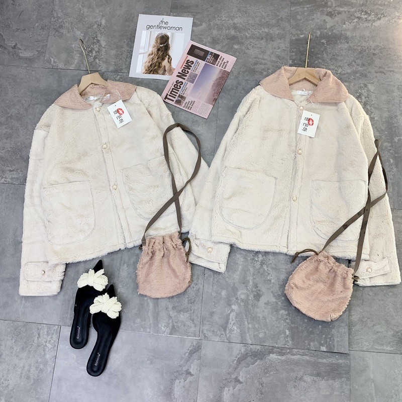 Áo Khoác Lông Mix Túi