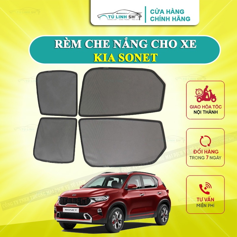 Rèm che nắng nam châm cho xe Kia Sonet, bộ 4 tấm cho 4 cửa, hàng loại 1 cao cấp nhất, vừa khít kính