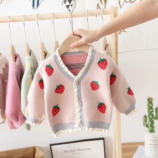 Áo khoác cardigan vải len thời trang xuân thu cho bé gái