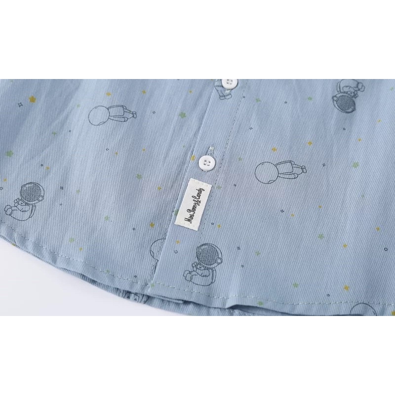 Áo sơmi bé trai KACADY, áo cộc tay cho bé có cổ hoạ tiết phi hành gia (XCS431)