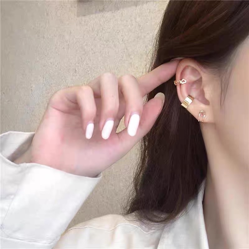 Set 3 chiếc bông tai kẹp vành không cần bấm lỗ tim
