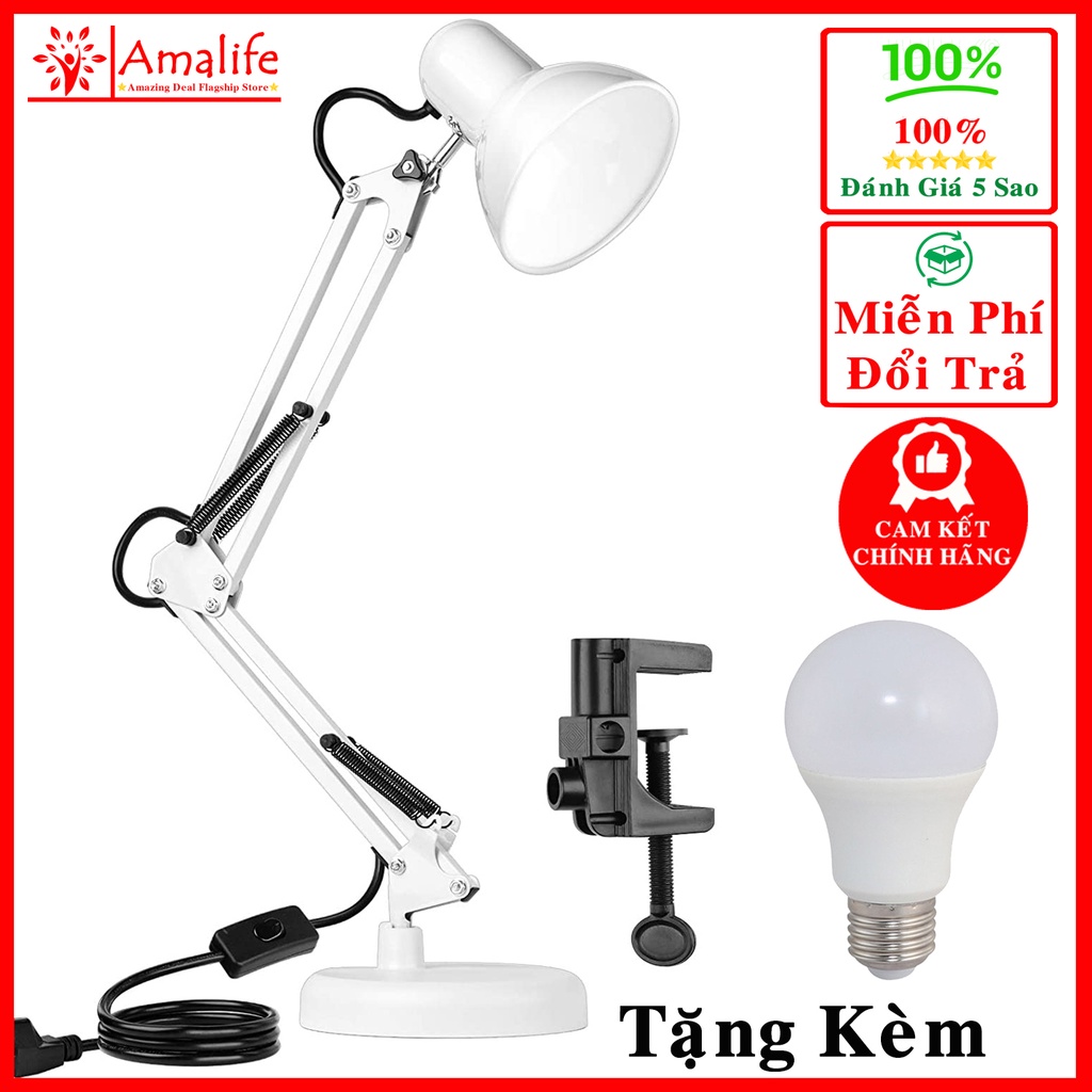 Đèn Học Kẹp Bàn Pixar - Đèn Đọc Sách, Làm Việc Chống Cận Thị Bảo Vệ Mắt -Tặng Kẹp Bàn Kèm Bóng Đèn Cao Cấp