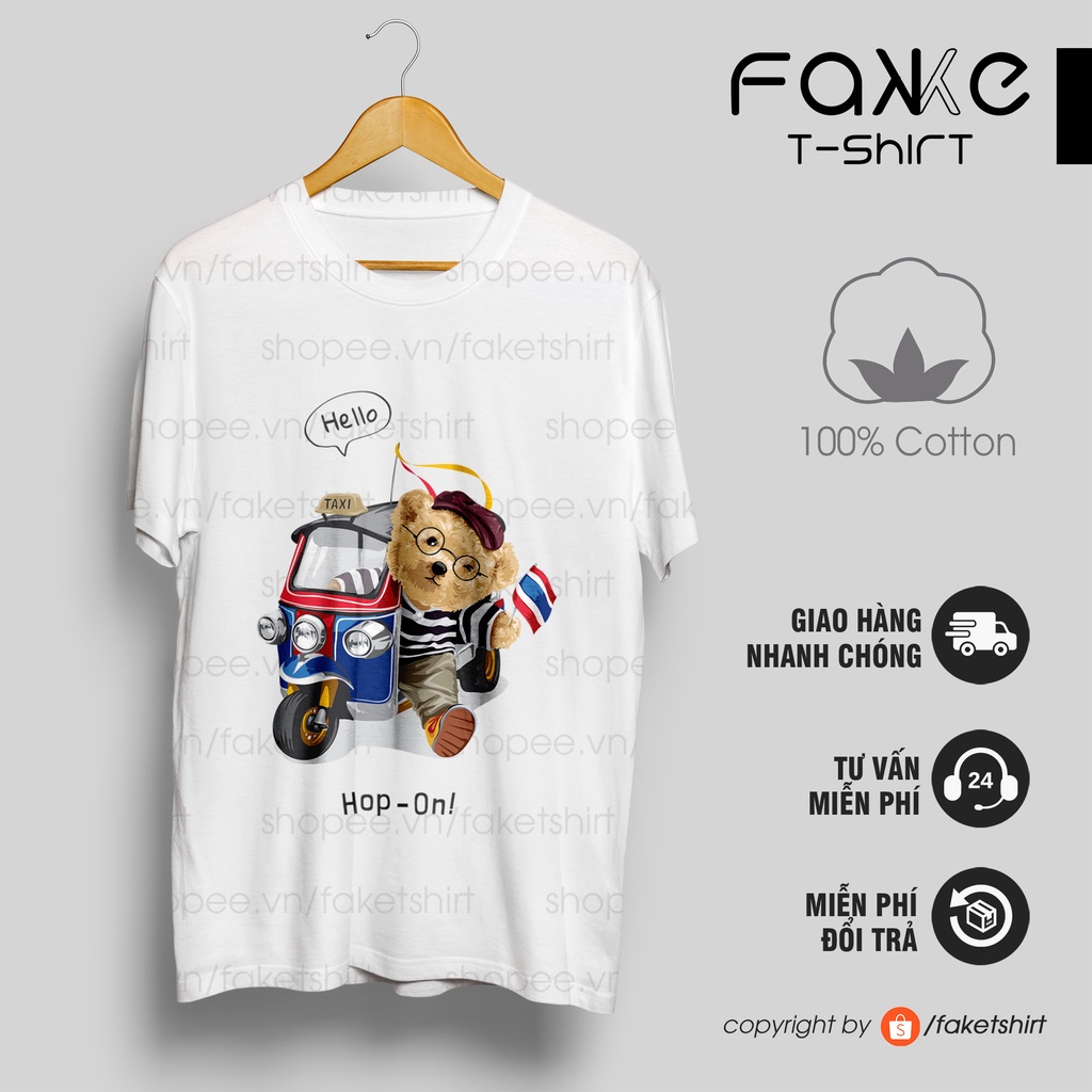 REjF /Áo thun Unisex BEAR Style Oversized 100% Cotton ngắn tay!