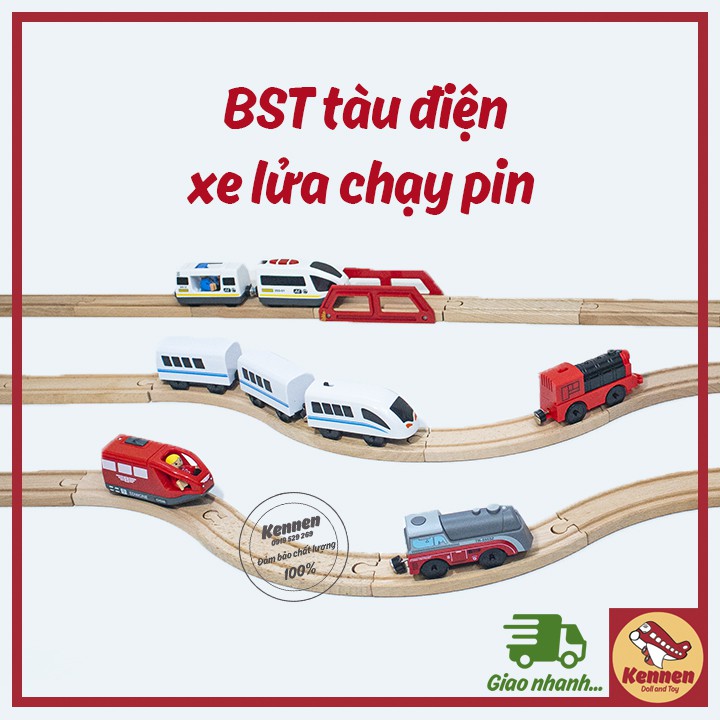 Đồ chơi xe lửa dùng pin chạy trên nền phẳng hoặc ray (khách có thể mua thêm ray gỗ)