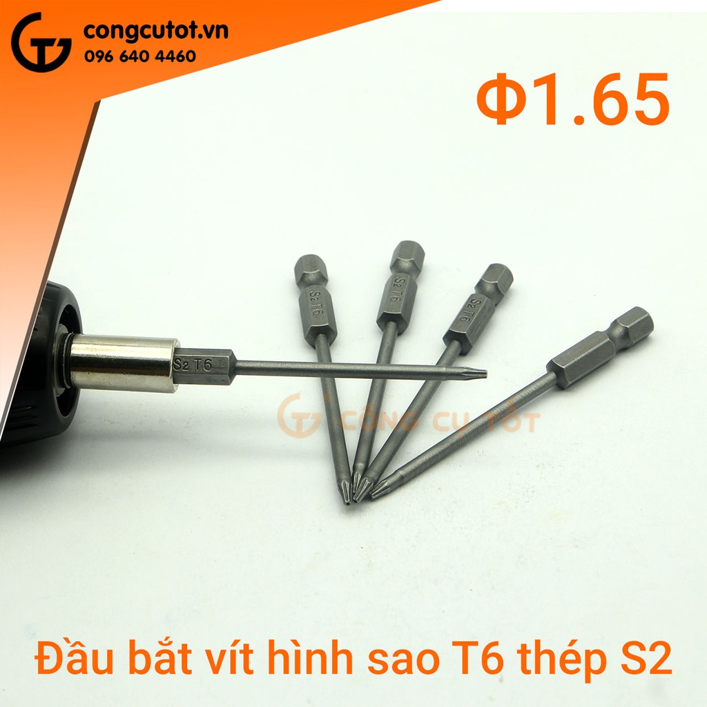 Đầu bắt vít hình sao 75mm chuôi lục