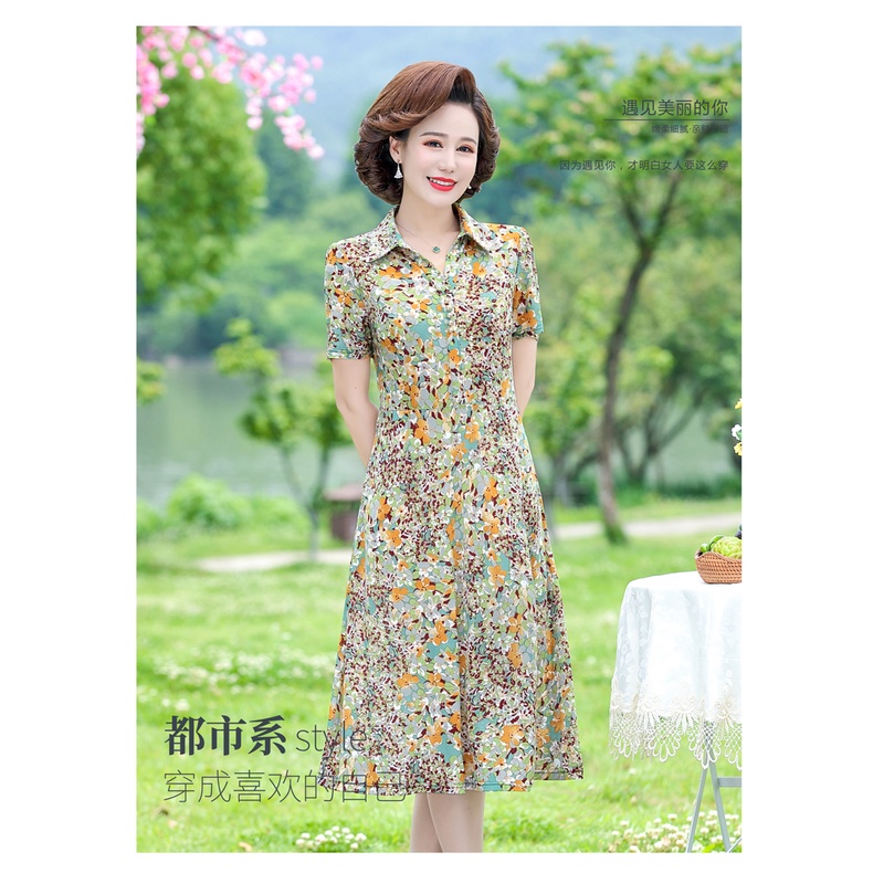 Đầm Dài Dáng Rộng In Hoa Phong Cách Phương Tây Thời Trang Mùa Hè Hàng Mới Dành Cho Phụ Nữ Trung Niên 2022