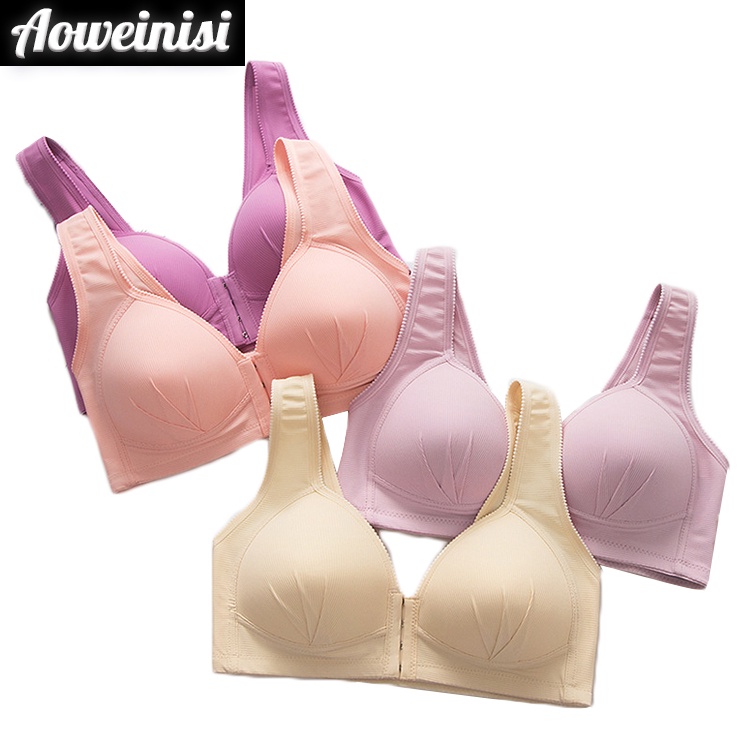 Áo ngực AOWEINISI không gọng có khóa cài phía trước dáng mỏng nâng ngực thời trang quyến rũ dành cho nữ