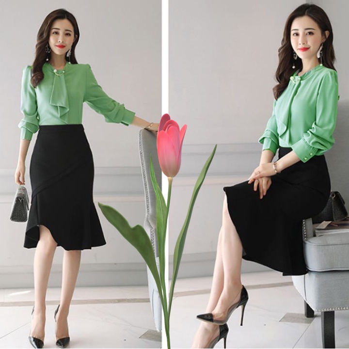 Chân váy đuôi cá công sở nữ dài 60cm chuẩn phom, thanh lịch hàng thiết kế vải kaki thun co giãn thoáng mát