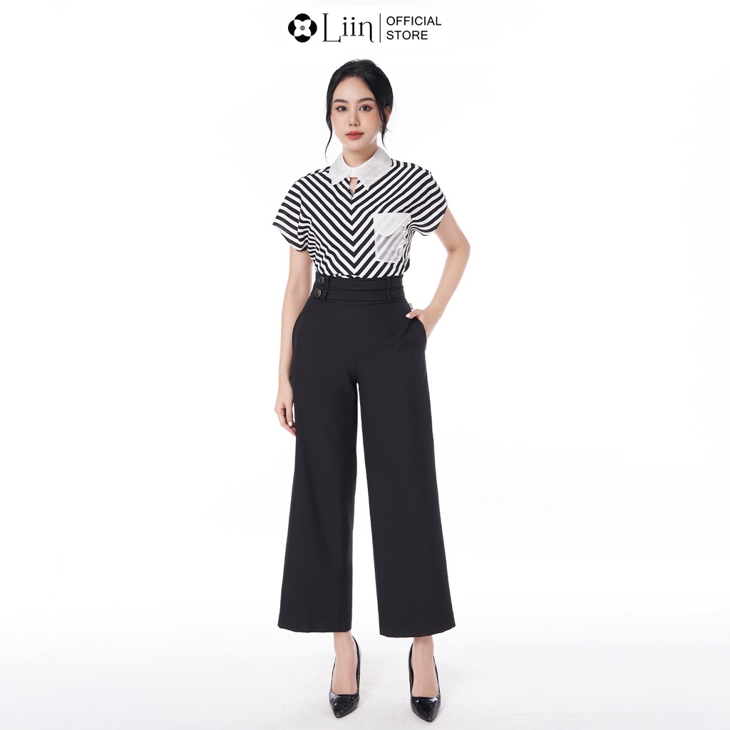 Quần suông linbi chất vải mango màu đen mặc tôn dáng, phong cách trẻ trung liin clothing QD3723