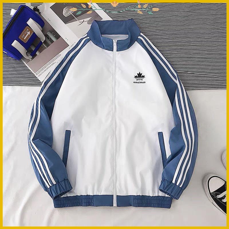 Áo khoác dù nam nữ áo Bomber Chất dù 3 sọc cánh tay thể thao khóa kéo thời trang nam nữ unisex phong cách Hàn quốc D52