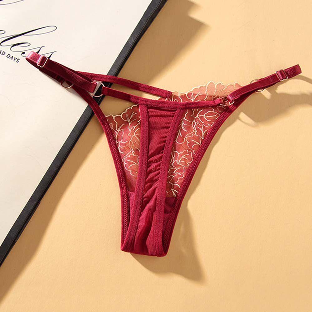 Mocho Quần Lót Eo Thấp Co Giãn In Họa Tiết Hoa Rỗng Chữ V Hàn Quốc Cho Nữ