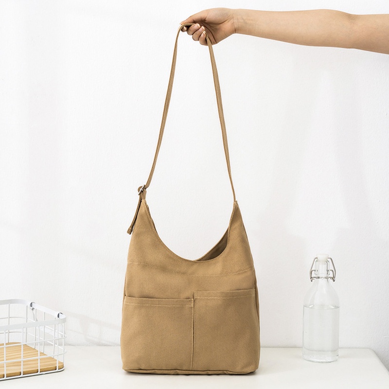Túi Đeo Vai Vải canvas Nhiều Ngăn Phong Cách Nhật Bản Đơn Giản