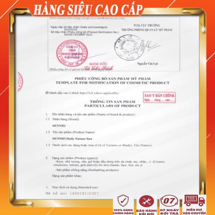 [FreeShip - HÀNG AUTH] Kem chống nắng kềm dầu nâng tông da sennio/Kem chống nắng tốt cao cấp đa năng hàn quốc