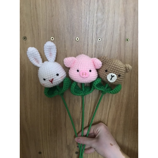 Hoa thú bông bằng len handmade - Ảnh Chụp Thật