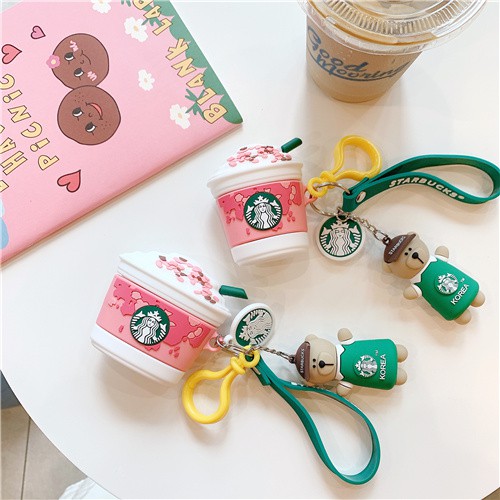 Ốp hộp sạc tai nghe hình ly Frappuccino Sakura cho iPhone AirpodsPro Airpods 1 Airpods 2