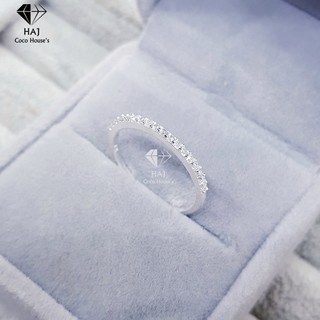 Nhẫn bạc nữ dải đá đơn