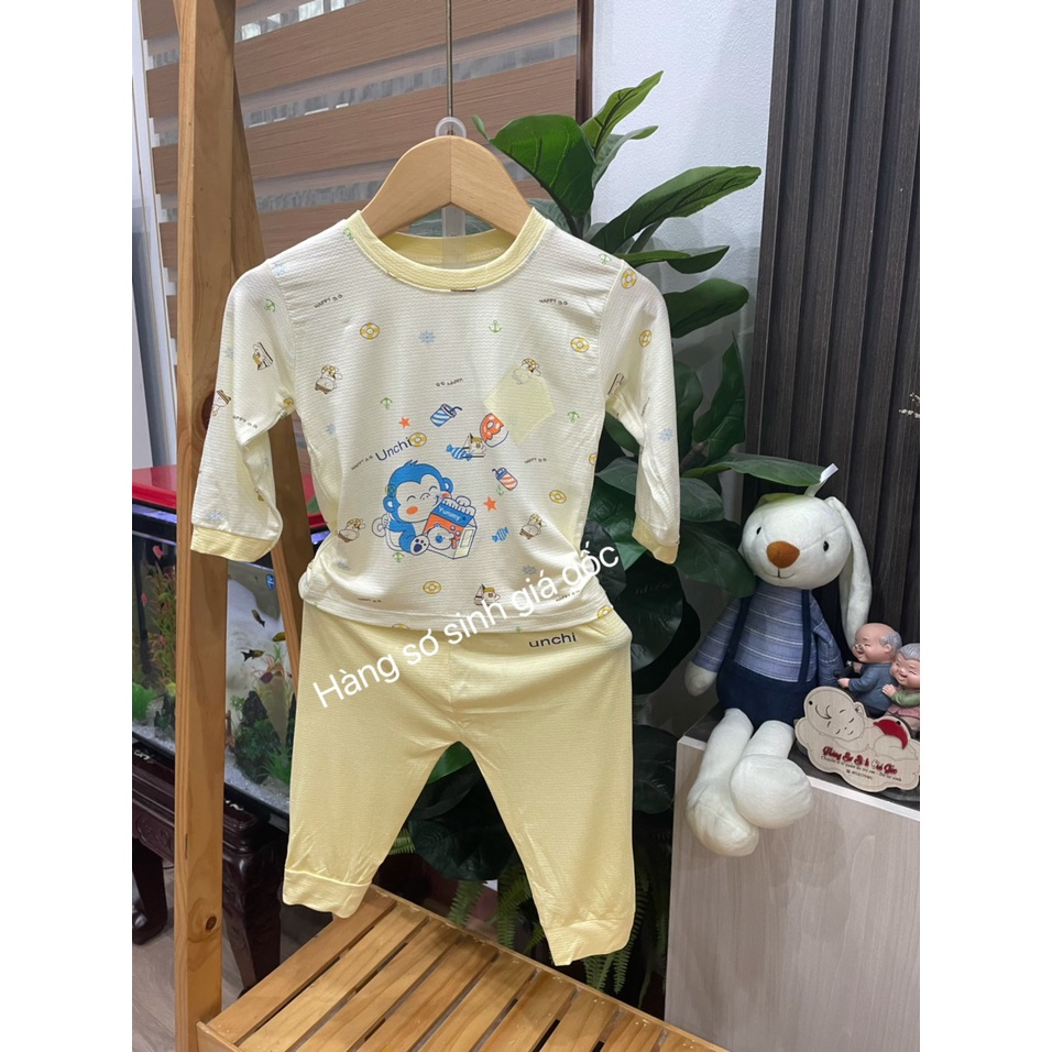 Bộ Unchi dài tay Chất Cotton Gỗ Sồi Cao Cấp Thấm Hút Cho Bé