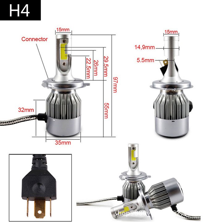 Đèn pha C6 2 tim chân H4