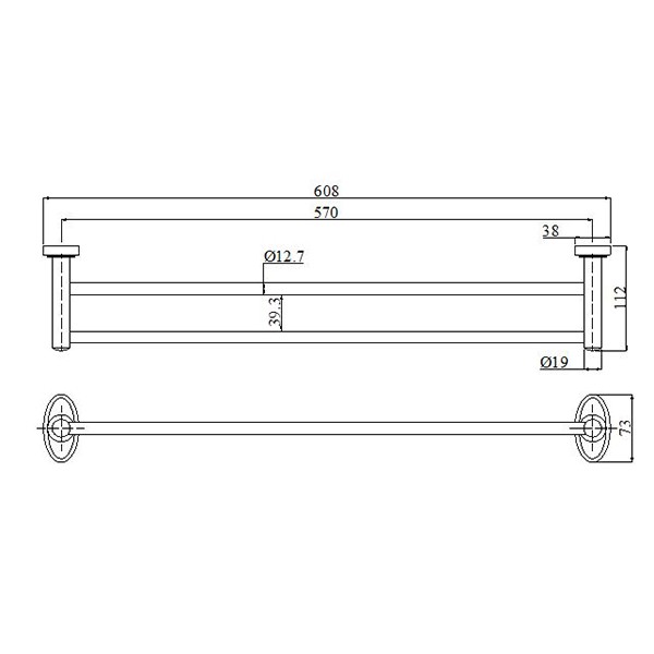 Thanh máng khăn BAO Inox 304 trắng bạc M2-2007 gọn nhẹ, dễ lắp đặt