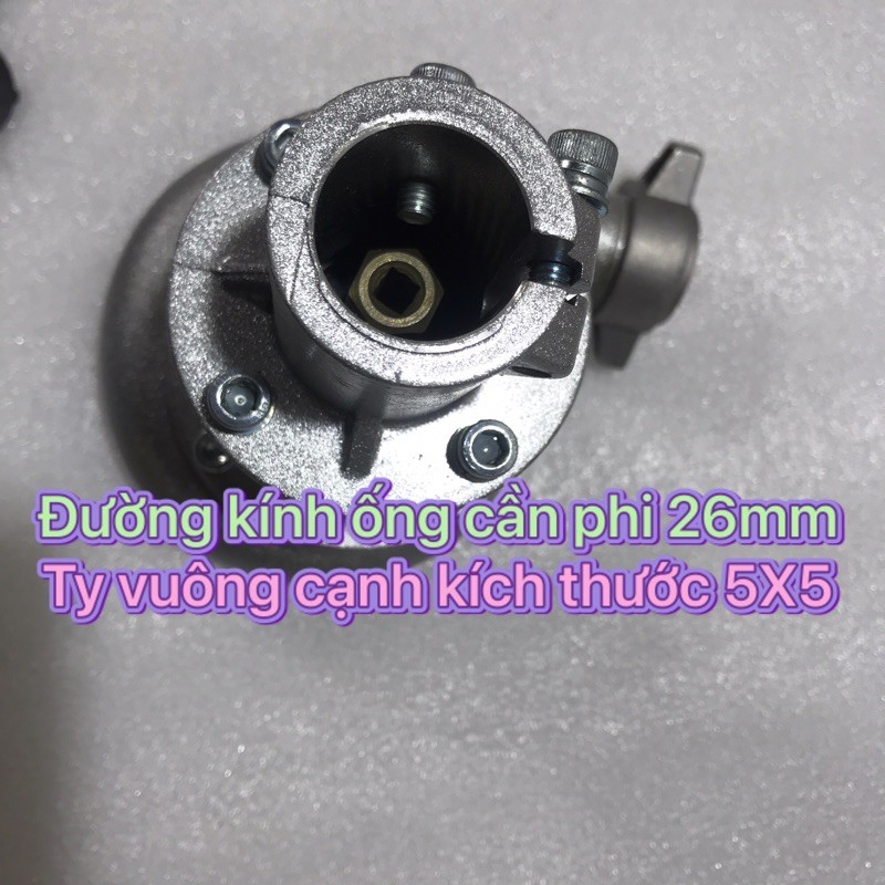 Đầu bơm nước lắp máy cắt cỏ Phi 26mm ty vuông cạnh 5x5mm