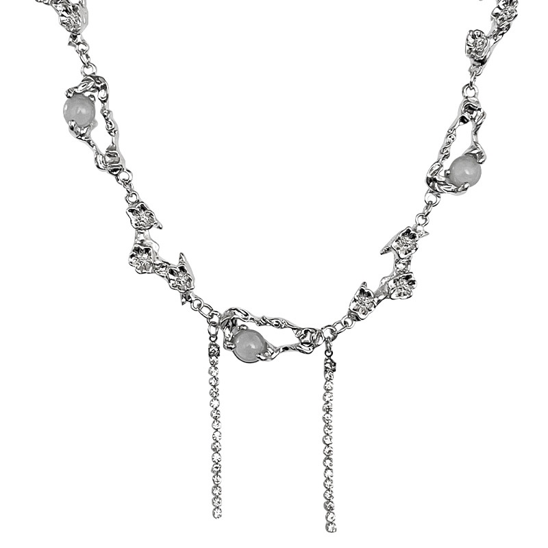 IF ME Ifme Y2k Fashion Opal Necklace Silver Choker Aesthetic Crystal Pendant for Women Jewelry Accessories