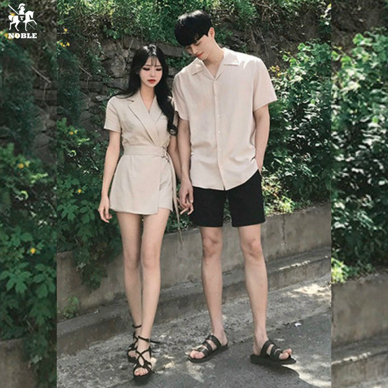 [Freeship] Set đồ đôi couple sơ mi nam, đầm nữ thời trang tinh tế trẻ trung Noble cao cấp TN400 (Kèm ảnh thật)