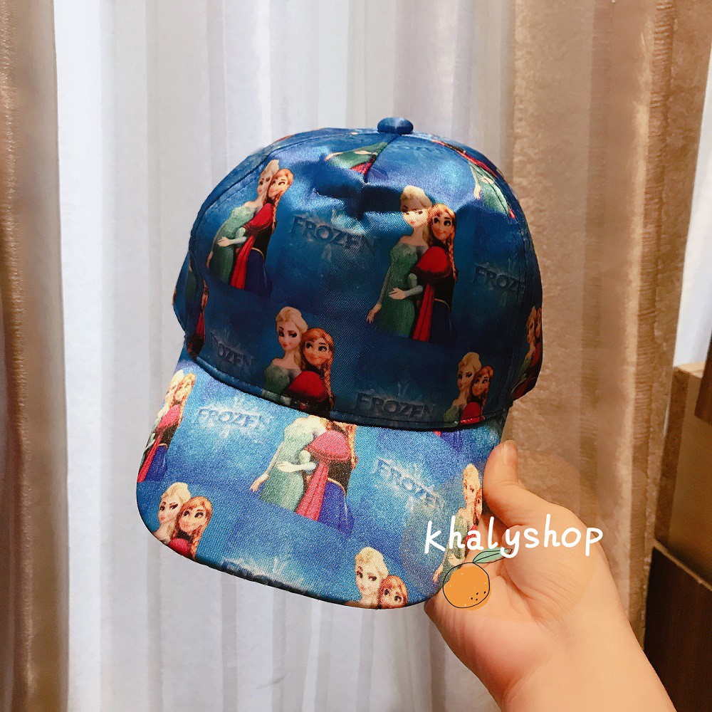 Nón kết vải dù hình công chúa Anna, Elsa (Frozen) màu xanh dương cho trẻ em, học sinh bé gái - 140FZ0050