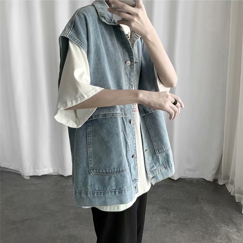 Áo Khoác Denim Sát Nách Form Rộng Thời Trang Dành Cho Nam | BigBuy360 - bigbuy360.vn