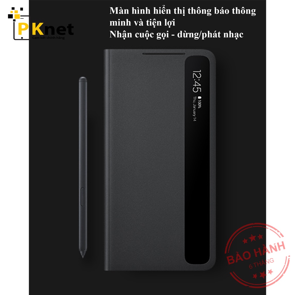 Bao da kèm Spen S21 Ultra Clear View Cover Chính hãng Samsung, bao da kháng khuẩn [Bảo hành 6 tháng lỗi 1 đổi 1]