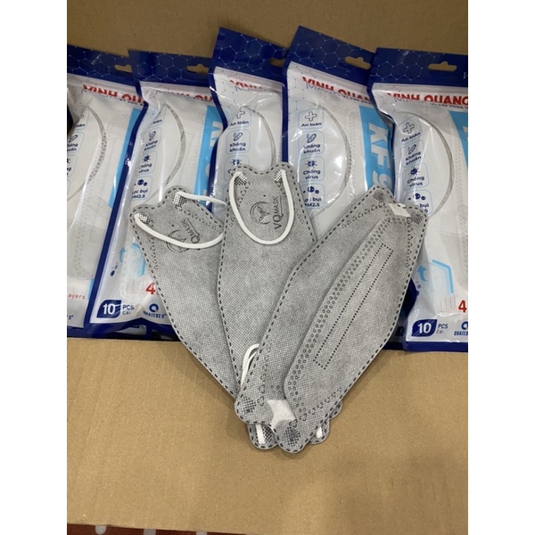 Thùng 300 cái khẩu trang KF94 -4D Vinh Quang mask  màu xám