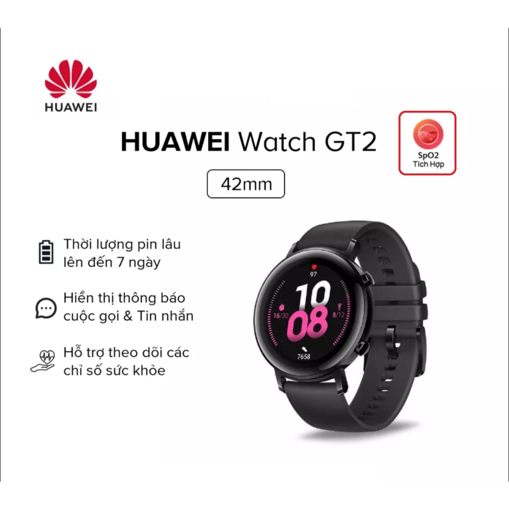 [Chính hãng] Đồng hồ thông minh HuaWei Watch GT2 (size 42mm).Bản quốc tế.Có Tiếng Việt_ Dây Silicon