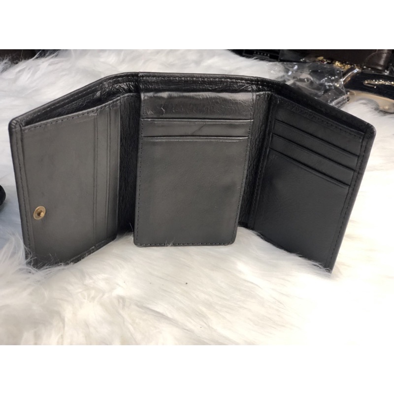 Ví Nam Da Bò Ví Gập 3 Có Ngăn Kéo Khóa Khâu Viền Bo Góc Bên