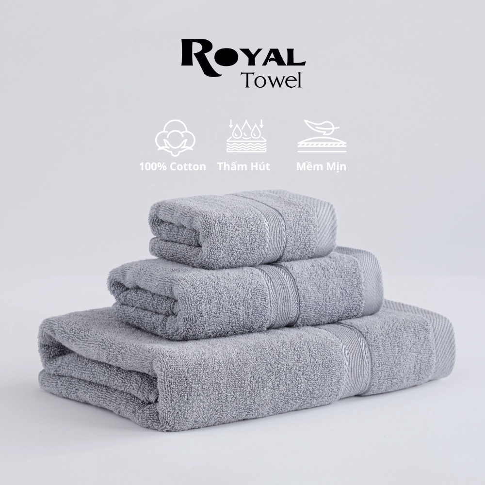 Khăn Tắm, Khăn Gội Đầu, Khăn Lau Mặt ROYAL TOWEL 100% Cotton Mềm Mại, Thấm Hút, Kháng Khuẩn