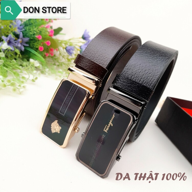 [Da Thật 100%] Thắt Lưng Nam Leather 100% FULL Hộp Cao Cấp. Đầu Khóa Hợp Kim Mạ Crom Bền Bỉ ( BH 12 THÁNG)