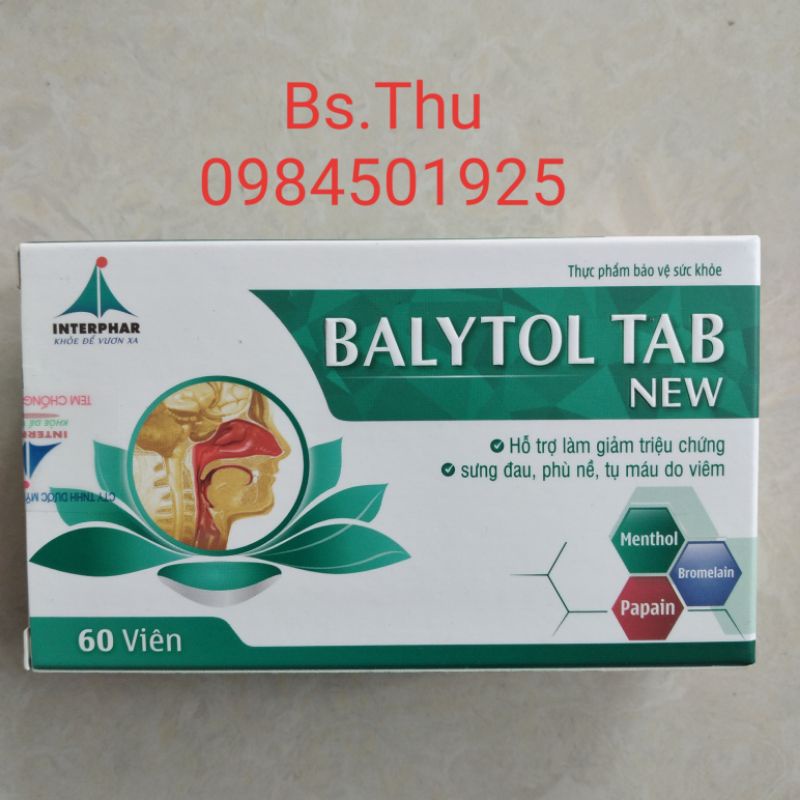 BALYTOL TAB NEW - alpha choay từ thảo dược: Hỗ trợ giảm sưng, phù nề, tụ máu chống viêm.