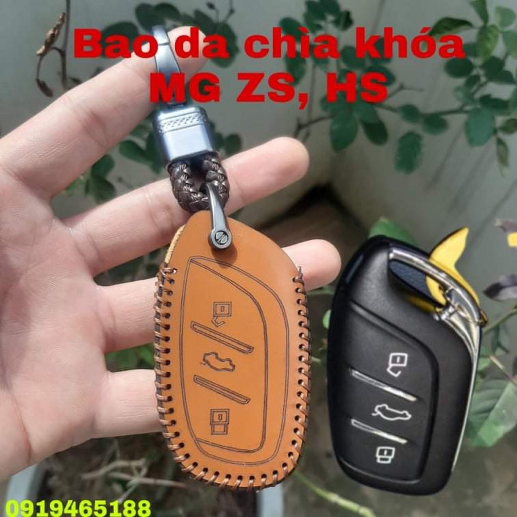 Bao Da Chìa Khóa Cho MG ( HS,ZS), Da Thật 100%, Nhập Khẩu Italia, Khắc tên, SĐT chủ xe.