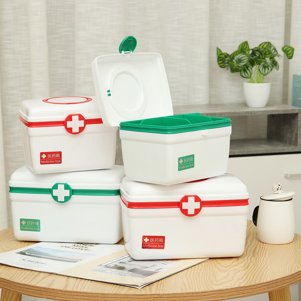 (Bán Sỉ) Hộp dụng cụ sơ cứu 2 tầng thiết kế tiện lợi chất lượng cao Tủ thuốc, hộp đựng đồ y tế gia đình mẫu mới 2023