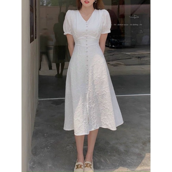 Váy đầm dự tiệc cổ V tay ngắn sister89