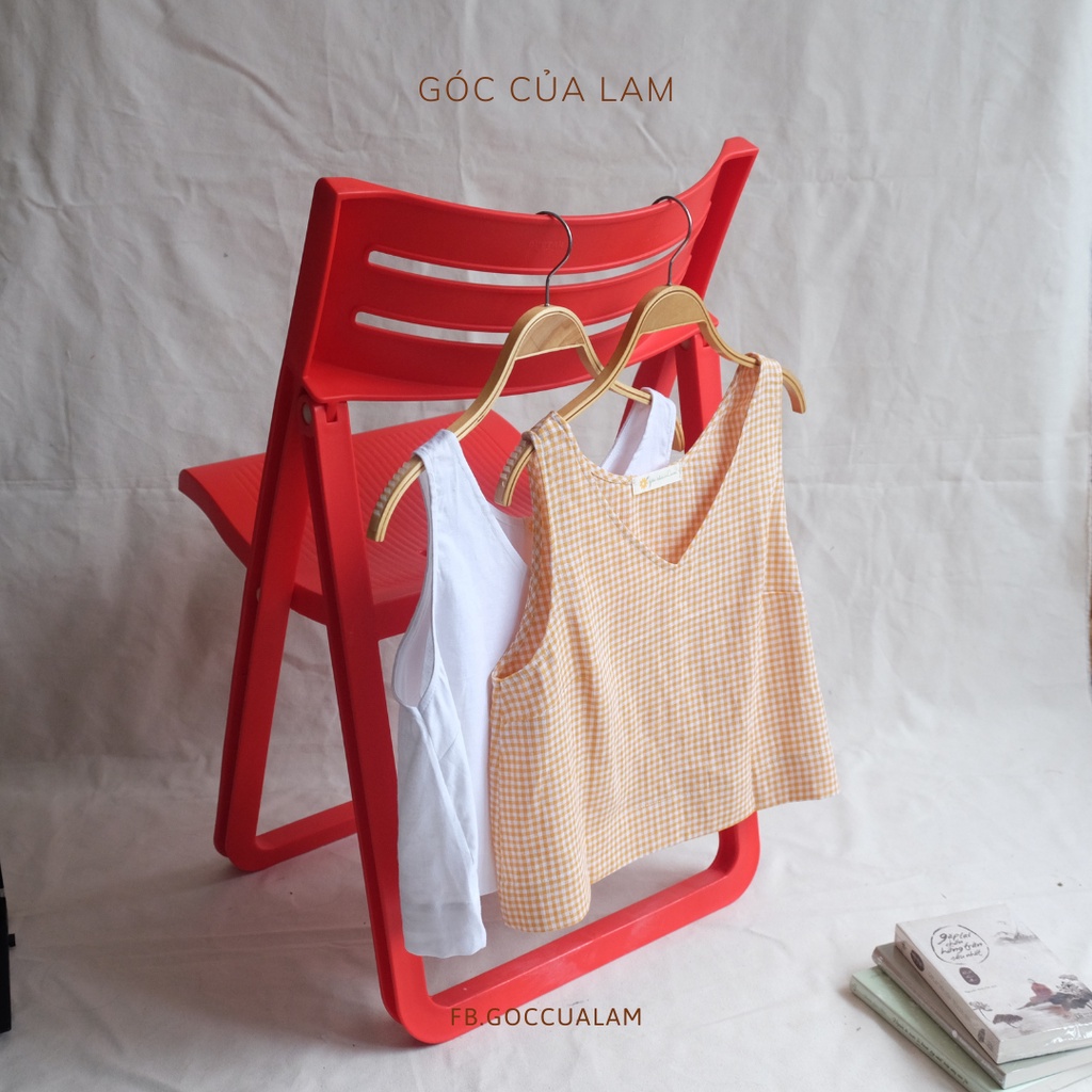 Áo sát nách linen cổ V