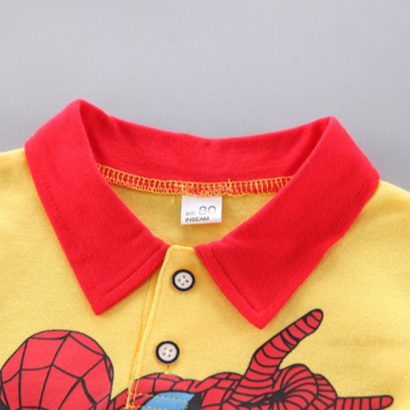 Bộ Áo Thun Polo + Quần Short Cotton In Hình Người Nhện Marvel Thời Trang Mùa Hè Cho Bé Trai 0-6 Tuổi