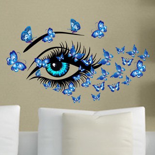 Decal dán kính / tường cao cấp - Mắt Bướm Xanh ( 60x58 )