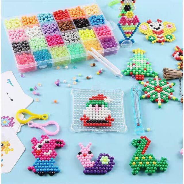 FOLLOW TẶNG 3KHÀNG CÓ SẴN Bộ đồ chơi xếp hình hạt nhựa màu nước sáng tạo aquabeads Nhật Bản 10 15 24 màu CHỌN MẪUVO