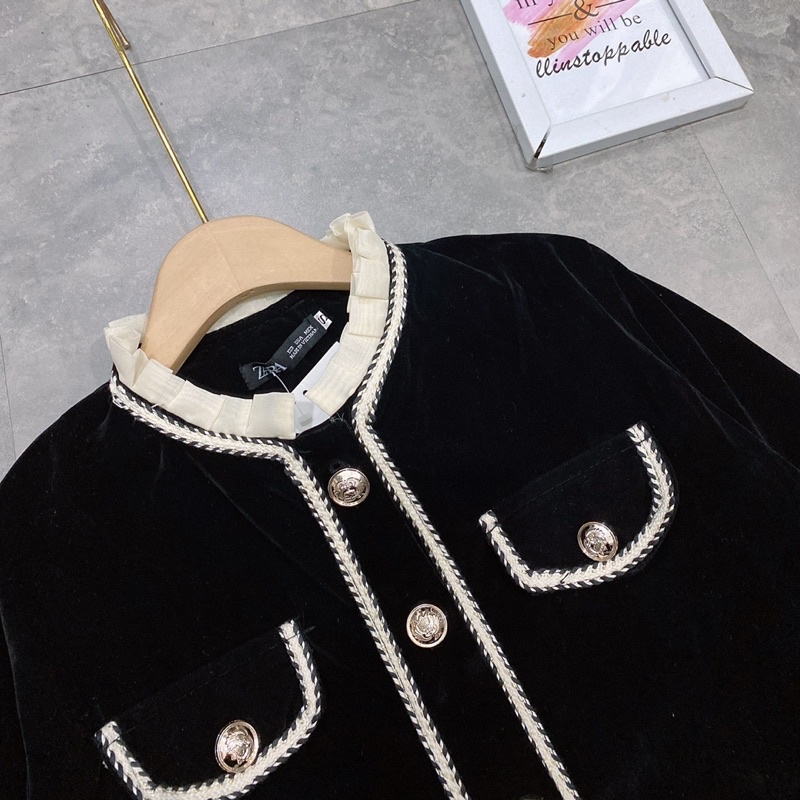 Áo Khoác Nhung Viền Thừng Sang Chảnh Có Ảnh Thật Kèm Video