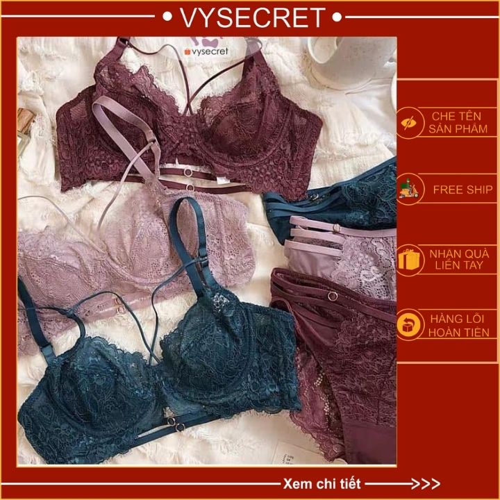 Bộ đồ lót ren cao cấp ,set đồ lót charm khuy Yolo bra không mút có gọng ren  quyến rũ C264 | BigBuy360 - bigbuy360.vn