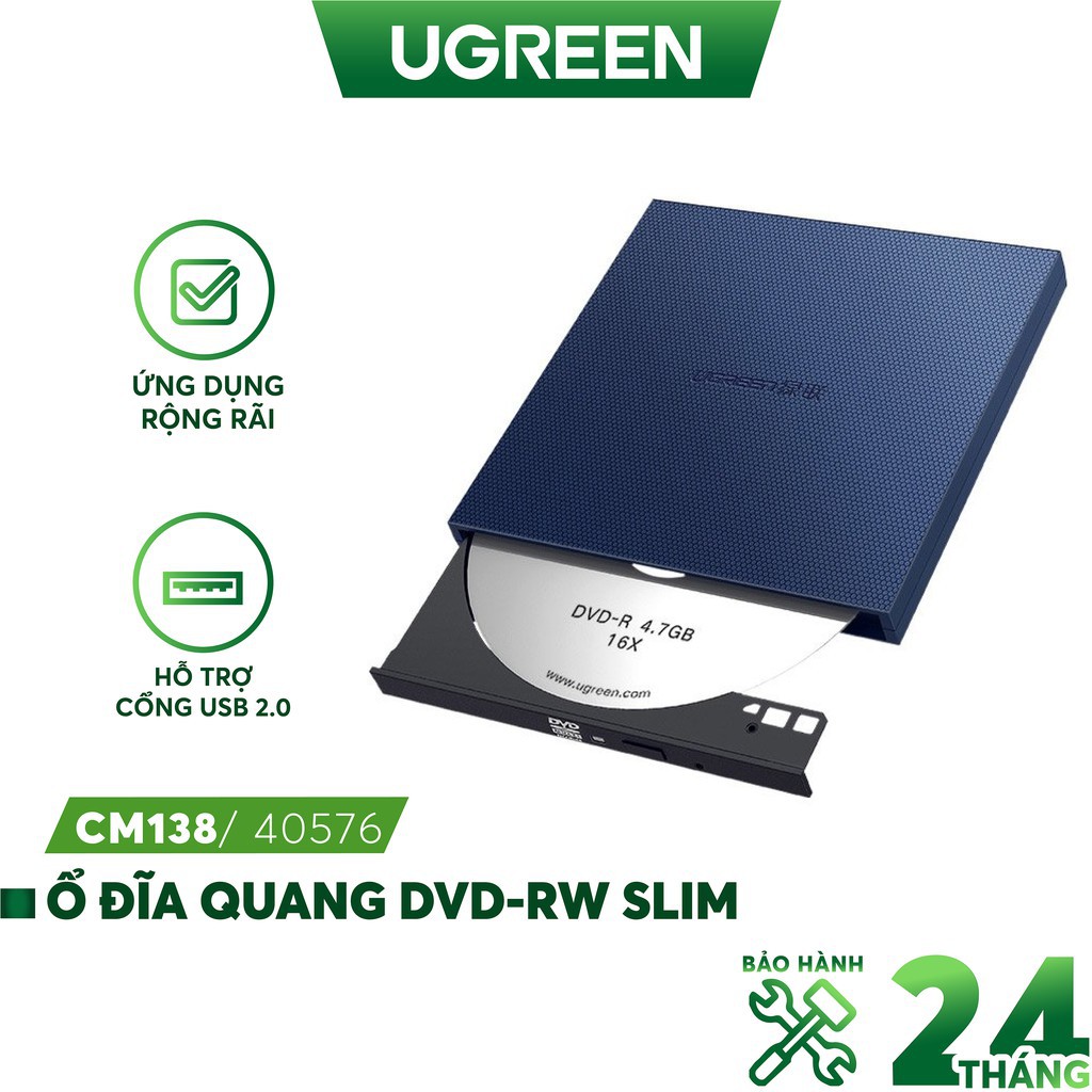 Mua ngay Ổ đĩa quang DVD-RW gắn ngoài hỗ trợ cổng USB 2.0 UGREEN CM138 40576 [Giảm giá 5%]