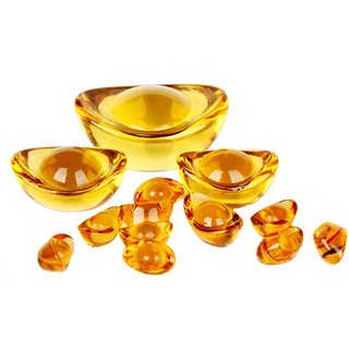 Thỏi vàng thần tài pha lê (dài 8cm) phong thủy cầu tài lộc & may mắn
