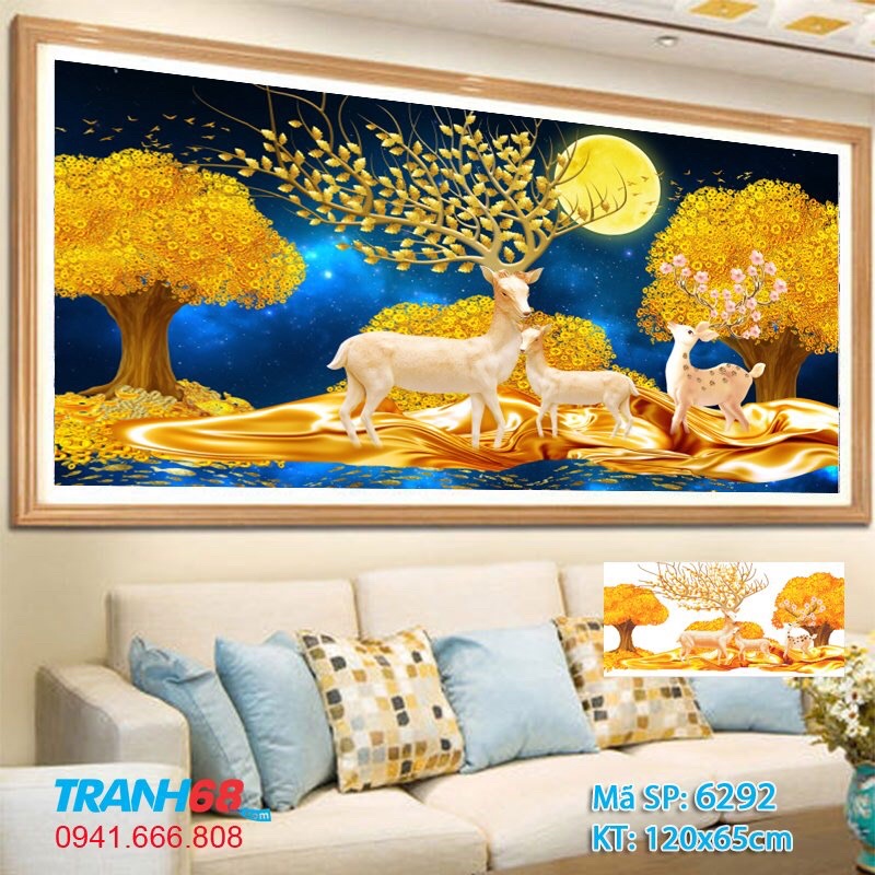 Tranh Đính Đá Mẫu Mới nhất Hươu Tài lộc.