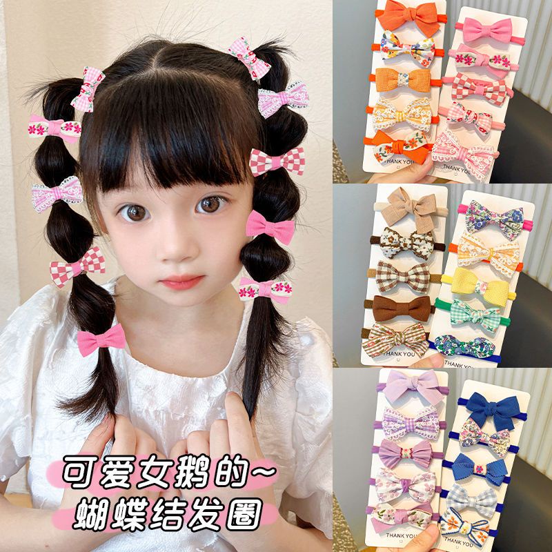 Dây Buộc Tóc Cao Su Thắt Nơ Nhiều Màu Dễ Thương Không Làm Đau Cho Bé Gái